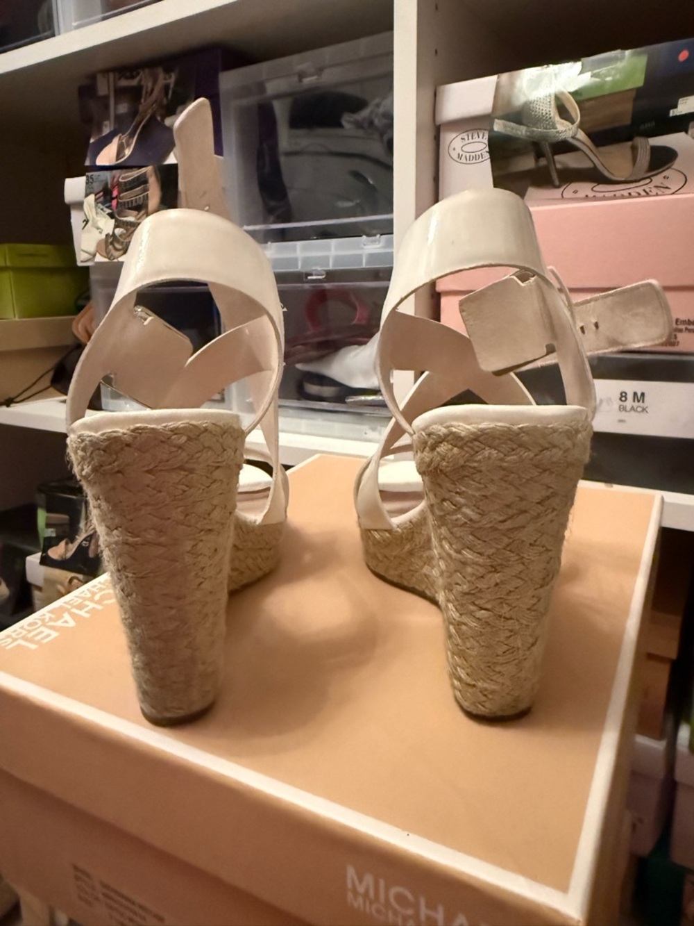 Michael Kors white Espadrille Wedge Sandals with Cross Straps - Picture 3 of 5